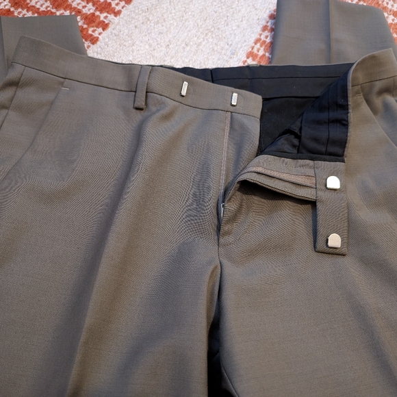 BOSS Hugo Boss 32R 100% Wool Dress Pants Trousers Grey Green Neutral Made in USA - Picture 3 of 6